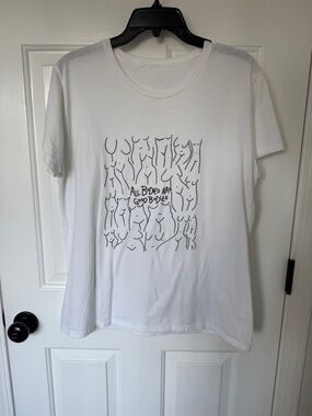 White Graphic Tee with Body Positive Design XL